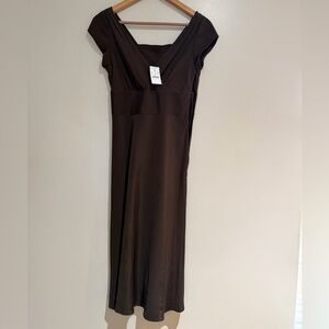 NWT J.Crew 100% Silk Sleeveless Midi Dress Chocolate Brown Size 2